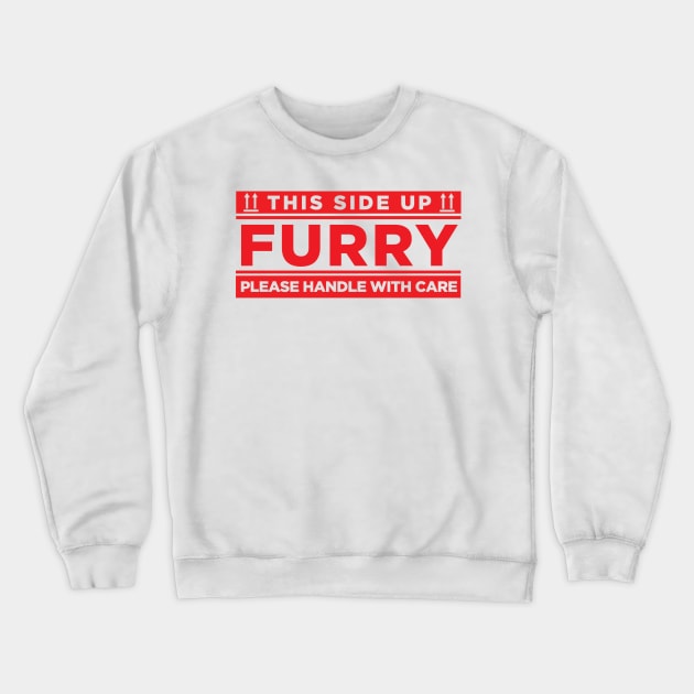 Red - Furry, Please Handle with Care Crewneck Sweatshirt by wogglebugg